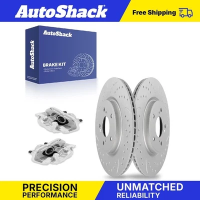 Front Drilled Slotted Brake Rotors Calipers for 2022-2024 Honda Civic 1.5L - Image 1 of 4