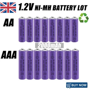Lote de 4-16 Pilas Recargables AA / AAA de 1.2V 2000mAh Luz LED - Imagen 1 de 35