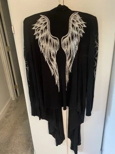 S-Twelve Damen schwarz Pailletten verziert Engelsflügel Halstuch, EINE PERSON BESITZ, LG - Bild 1 von 9