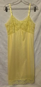 Vintage VANITY FAIR Gr. 34 Full Slip Kleid SEIDIG Buttercup Spitze Dessous 70er - Bild 1 von 6