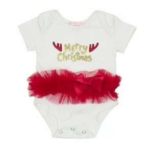 Popatu Baby Girl Merry Christmas Skirted Tutu Bodysuit White 3-6mth $28 - Picture 1 of 5