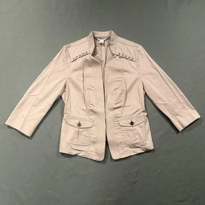 Chaqueta Casa Blanca Mercado Negro Mujer 8 Beige Ajustado Corsé Whipstitch Militar Foto 1 de 4