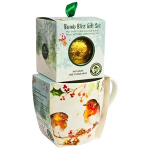 Hot Chocolate Bomb and Robin Mug, with Marshmallow Bliss Gift Set Lesser & Pavey - Picture 1 of 7