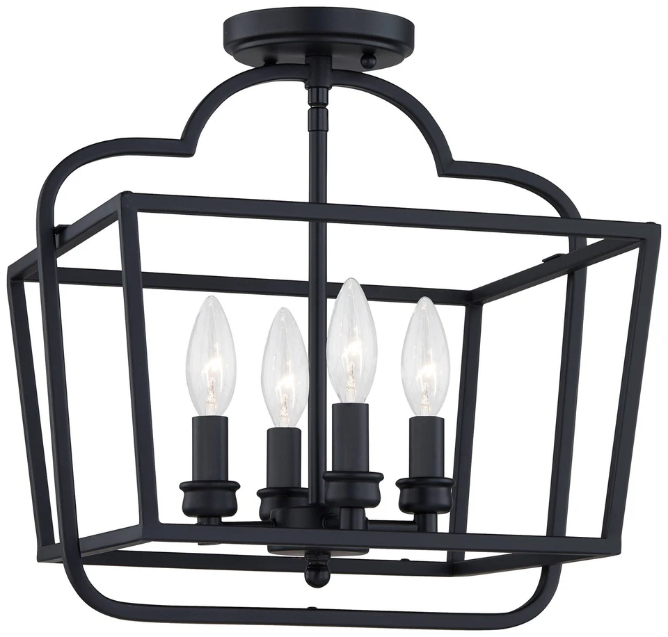 Quoizel Blanche 14" Wide Matte Black 4-Light Ceiling Light - Image 1 of 1