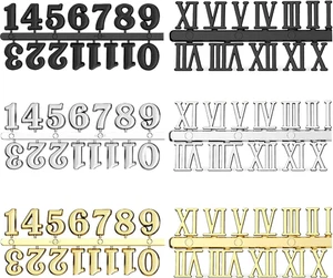 6 Pieces Clock Numerals Kit Including Arabic Number and Roman Number Hands Quart - Picture 1 of 12