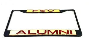 Florida State Alumni Black Chrome Metal Laser Cut Inserts LICENSE PLATE FRAME - Picture 1 of 4