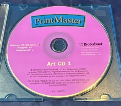 PrintMaster Art (CD 1 Only)  Windows PC 2002 CD-Rom Broderbund - Image 1 of 4