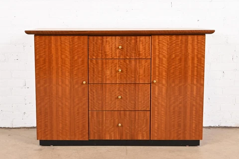 Henredon Modern French Empire Buffet Server or Bar Cabinet in Exotic Wood Cover