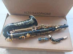 New Alto Saxophone Eb Black gold key E Flat Sax With Case  - Zdjęcie 1 z 12