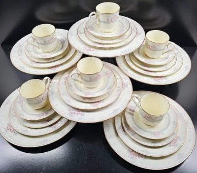 6) Noritake Magnificence 5 Pc Place Setting Vintage Floral Dining Dish Japan Lot - Image 1 of 4