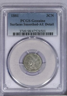 1881 Three Cent Nickel 3CN PCGS AU Detail - Nice Look! - Image 1 of 2