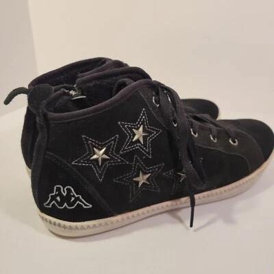 Kappa высоты верхнего кроссовок молнии стороны черная замша со звездами женский размер 9 США 40 EUR - Изображение 1 из 4