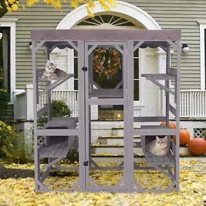 Catio Outdoor Katzengehege mit Asphaltdach begehbarer Zwinger Eigentumswohnung Unterstand - Bild 1 von 12