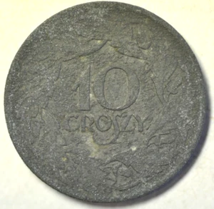 mw24579 Poland German WWII Occupation; Zinc 10 Groszy 1923 struck 1941-1944 Y#36 - Picture 1 of 2
