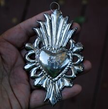 Large Antique Sterling Silver SACRED HEART MIRACLE EX VOTO DEVOTIONAL VOW C10