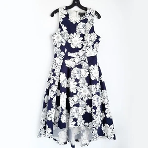 Gracia Floral Full Skirt Dress Womens M Navy & White Sleeveless Brand New w/ Tag - Picture 1 of 7