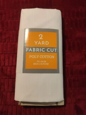 2 Yard Poly Cotton Fabric Cut 72" x 44" White  - Image 1 of 2