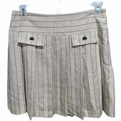 Larry Levine бежевый в тонкую полоску плиссированные юбки размер 8 - Изображение 1 из 4