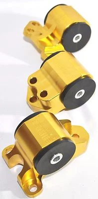 EMUSA Billet Engine 3 Hole Motor Mount Kit fit 94-01 Acura Integra GOLD - Image 1 of 4