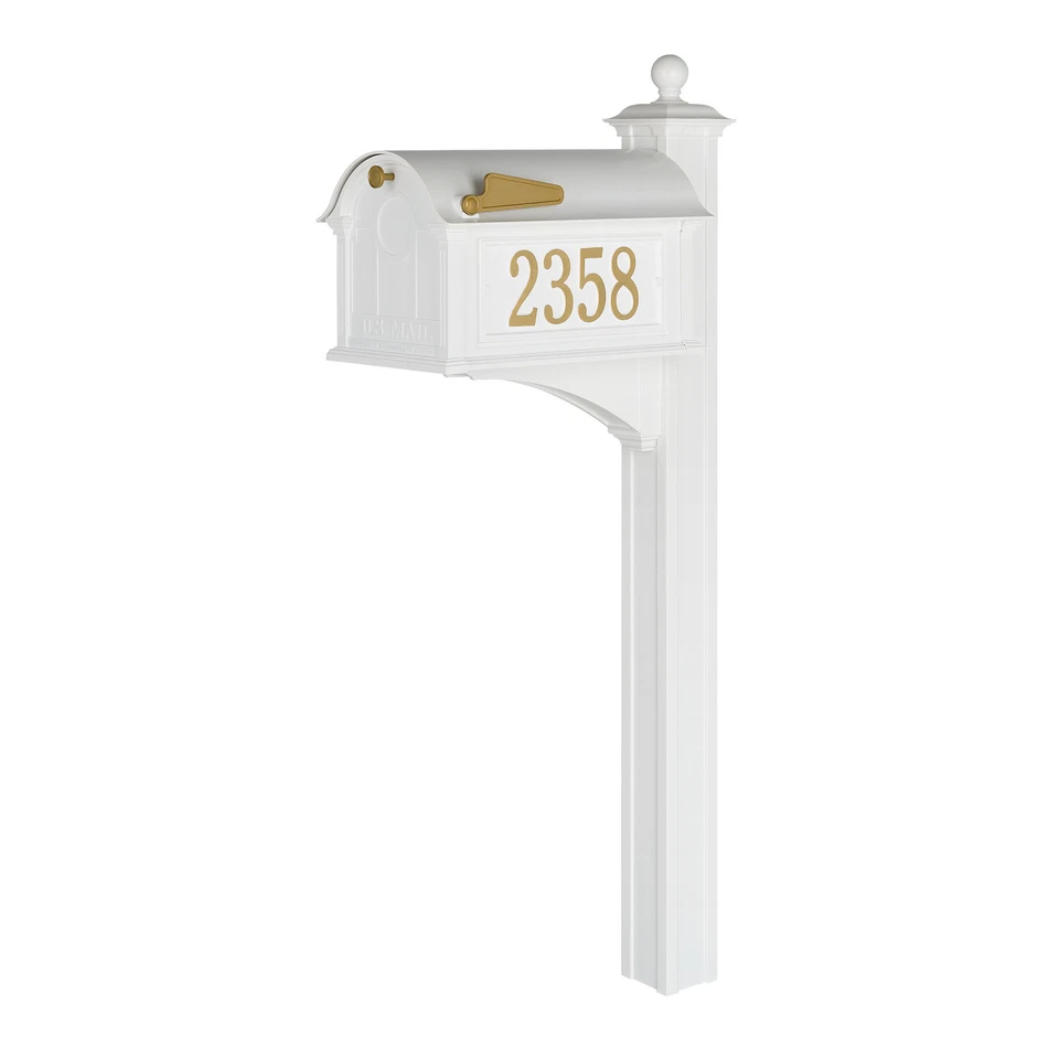 Whitehall Products Streetside Post-Mounted Mailbox 160 Finish White