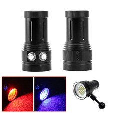 Diving Light Underwater Video 15 XML2+6 Red+6 UV LED Photography Flashlight Lamp