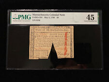 May 5 1780 $8 Massachusetts Colonial Currency Note PMG 45 XF EF MA-284