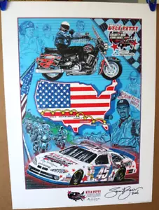 VINTAGE NASCAR SAM BASS KYLE PETTY CHARITY RIDE POSTER 2003 SIGNED BY SAM BASS - Picture 1 of 1