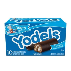 Drake's Yodels, 10 Twin-Wrapped Devils Food Cake Rolls, 11.16 OZ Box - Picture 1 of 3