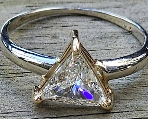 Natural Trillion Diamond Solitaire - Picture 1 of 8