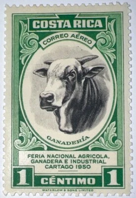 Travelstamps: Costa Rica Sc #C197 1950 Livestock & Industrial Fair Mint MOGLH - Image 1 of 4