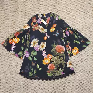 NWT Alexia Admor Vintage Botanical Dark Floral Dress Size Small Bell Sleeves - Picture 1 of 15