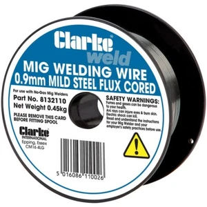 1x Alambre de soldadura Clarke Weld MIG, 0,9 mm con núcleo de fundente de acero dulce, 0,45 kg de peso neto - Imagen 1 de 1