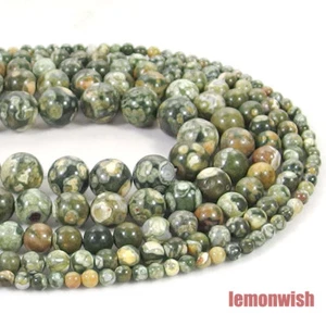 Cuentas espaciadoras de piedra de jaspe natural 15,5"" 2 mm 3 mm 4 mm 6 mm 8 mm 10 mm 12 mm - Imagen 1 de 8
