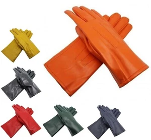 Women Leather Gloves Luxury Soft Thermal Wrist Driving Warm Winter Cycling Glove - Picture 1 of 15