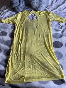 ❤️TOPSHOP Yellow Long Ribbed T-Shirt Beach Dress Cover Up, Size S. - Picture 1 of 3
