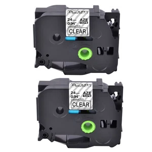 2x Compatible Brother TZ TZe-151 ruban étiqueteuse Noir sur Transparent 24mm - Afbeelding 1 van 4