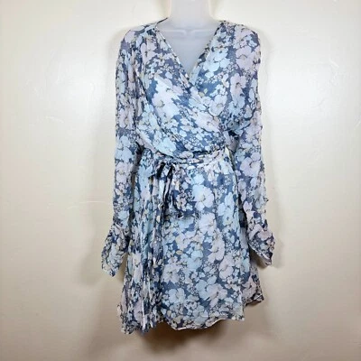 Vestido Joie Plus 1X/16W Azul Floral Clara Mini Seda L/S Envolvente Invitada Boda Nuevo sin Etiquetas Foto 1 de 4
