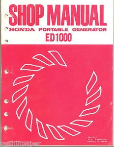 GENERADOR PORTÁTIL HONDA TALLER SERVICIO MANUAL ED1000 1977 - Imagen 1 de 2