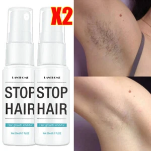 2Pcs Natural Permanent Hair Removal Spray Stop Hair Growth Inhibitor Remover - Picture 1 of 16