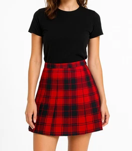 VTG Short Kilt Womens Size 6/8 Red Black Green Blue Tartan Girls Size 12 Mini - Picture 1 of 11