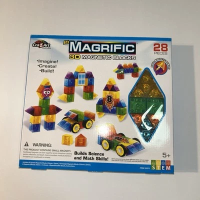 28 PIECE CRA-Z-ART MAGRIFIC 3D MAGNETIC TILES SET LEARNING EDUCATIONAL STEM NEW - Image 1 of 3