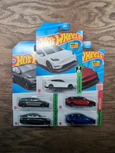 ***Hot Wheels Tesla Model Y all Colors Red Blue Black Grey White Lot of 5*** - Picture 1 of 7
