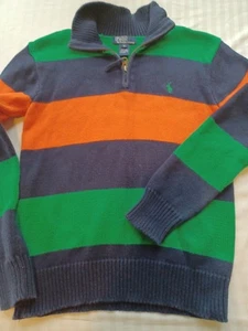 Polo Ralph Lauren gestreifter 1/4 Zip Pullover Pulli Jungen M klassisch preppy colorfu - Bild 1 von 7