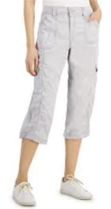 Style & Co Capri Pants Womens 10 Cropped Cargo Pockets Tan Casual Outdoor - Picture 1 of 9