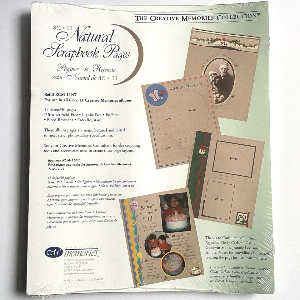 4 Pkg Creative Memories 8.5 X 11 Natural Scrapbook Pages 15 Sheets Each