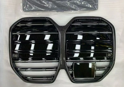 Parrilla delantera de fibra de carbono de doble línea para BMW G26 i4 2022-2024 Foto 1 de 4