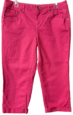 Justice Jeans Girls Capri Pink Stretch Simply Low Jeans Sz 18 1/2 - Image 1 of 4