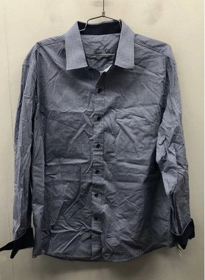 Camisa de vestir Tasso Elba estampado geométrico puño en contraste con botones talla L 16-16,5 Foto 1 de 4