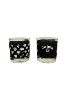 NBA Jack Daniels Old No 7 Basketball Glass Cup Low-ball Whiskey Bourbon Set Pair - Picture 1 of 9