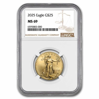2025 1/2 oz American Gold Eagle MS-69 NGC - Image 1 of 3